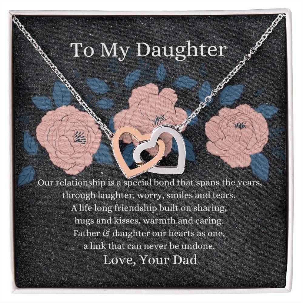 Father To Daughter Hearts As One Necklace Interlocking Hearts Necklace