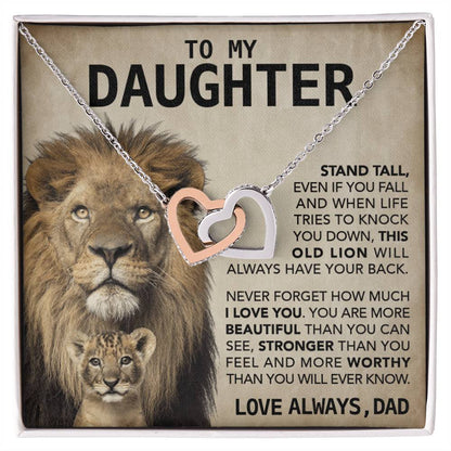 To My Daughter Two Hearts - Love Always Interlocking Hearts Necklace