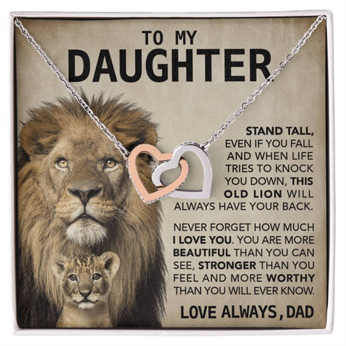 To My Daughter Two Hearts - Love Always Interlocking Hearts Necklace
