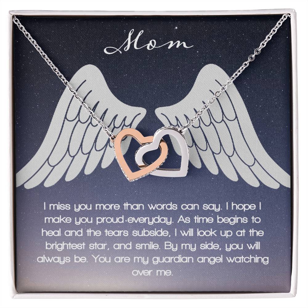 Guardian Angel - Mom Interlocking Hearts Necklace