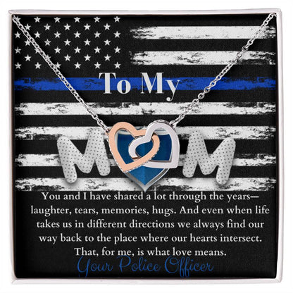 Police Officer'S Mom Necklace Interlocking Hearts Necklace