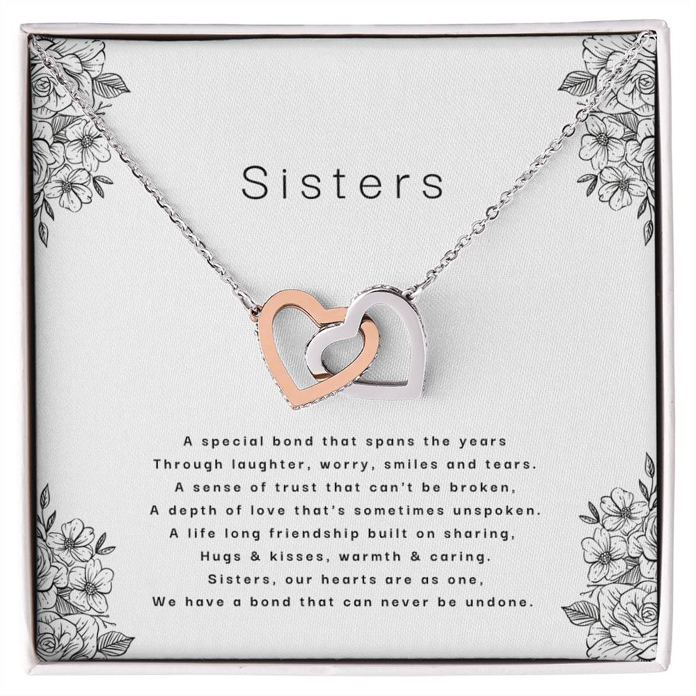 Sisters - An Unbreakable Bond Interlocking Hearts Necklace