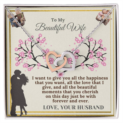 Meaningful Gift For Wife Birthday Gift For Wife From Husband Beautiful Birthday Gift For Her. Interlocking Hearts Necklace
