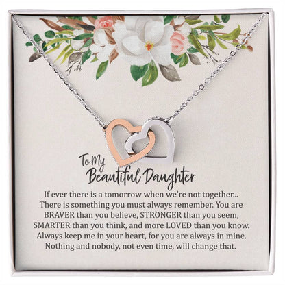 To My Beautiful Daughter- Interlocked Hearts Necklace Interlocking Hearts Necklace