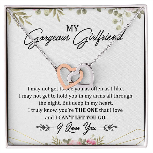 My Gorgeous Girlfriend Interlocking Hearts Necklace Message Card