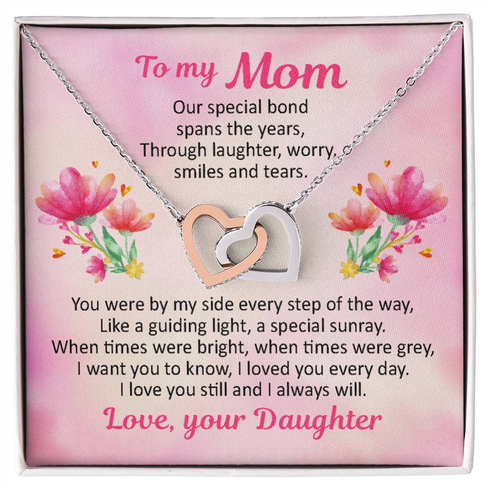 To My Mom - Our Special Bond Spans The Years - Necklace Interlocking Hearts Necklace