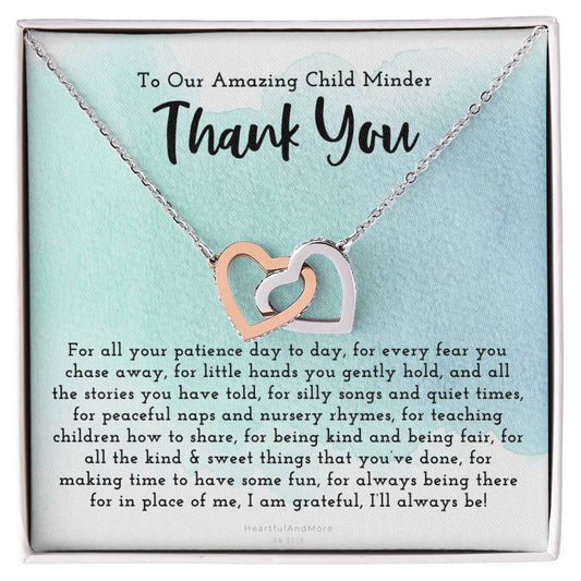 Thank You Gift For Child Minder Child Minder Appreciation Gift Child Minder Leaving Gift Childminder Christmas Gift Child Minder Necklace Interlocking Hearts Necklace