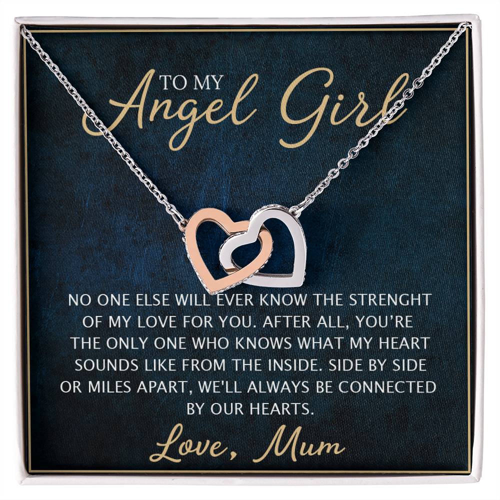 To My Daughter - Unique Heart Bonding Necklace Gift Set Interlocking Hearts Necklace