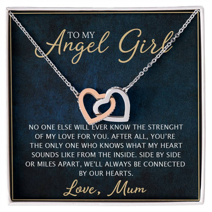 To My Daughter - Unique Heart Bonding Necklace Gift Set Interlocking Hearts Necklace