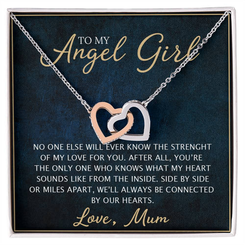 To My Daughter - Unique Heart Bonding Necklace Gift Set Interlocking Hearts Necklace