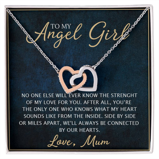 To My Daughter - Unique Heart Bonding Necklace Gift Set Interlocking Hearts Necklace