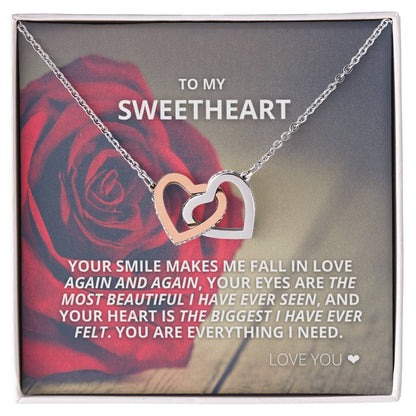 To My Sweetheart - You Are Everything I Need - Necklace Interlocking Hearts Necklace