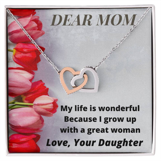 Gift For Mummy From Daughter- Together Forever Love Daughter Interlocking Hearts Necklace