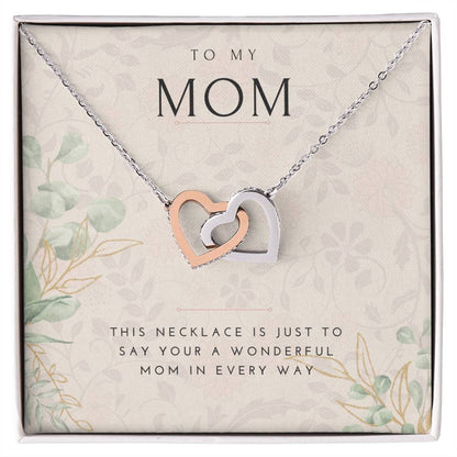 To My Mom Interlocked Heart Necklace Interlocking Hearts Necklace