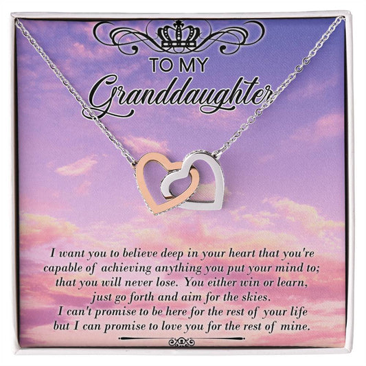 To My Granddaughter Interlocking Hearts Necklace Message Card