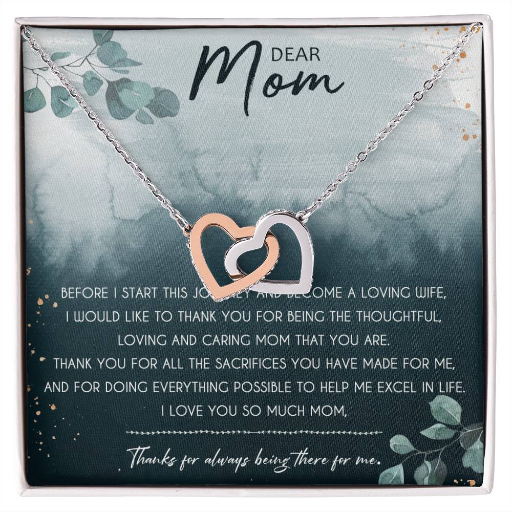 Dear Mom Interlocking Hearts Necklace Message Card