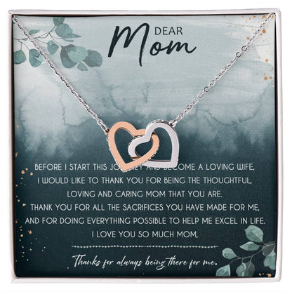 Dear Mom Interlocking Hearts Necklace Message Card