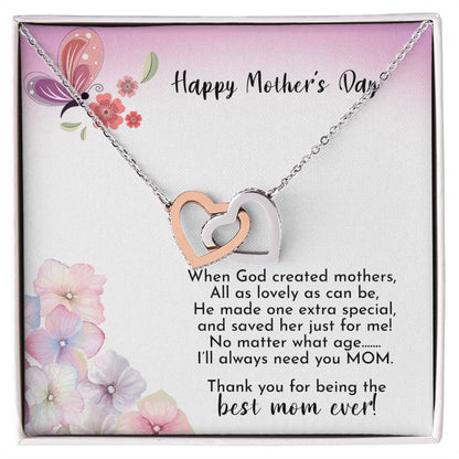 Happy Mother'S Day - Best Mom Ever - Necklace Interlocking Hearts Necklace