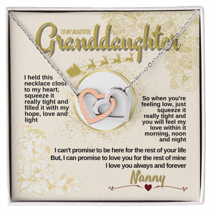 To My Granddaughter - Nanny Loves You Always & Forever - Necklace Interlocking Hearts Necklace