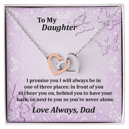 To My Daughter Always With You Never Ending Love Hearts Necklace Interlocking Hearts Necklace