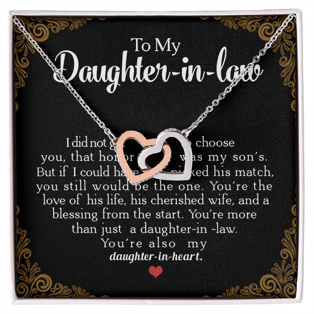 To My Daughter-In-Law You'Re Also My Daughter In Heart Interlocking Hearts Necklace
