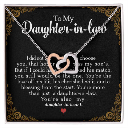 To My Daughter-In-Law You'Re Also My Daughter In Heart Interlocking Hearts Necklace