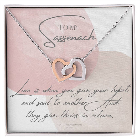 To My Sassenach Outlander Gift Outlander Gift Box Outlander Jewelry Outlander Gift For Wife Outlander Charm Outlander Necklace Interlocking Hearts Necklace