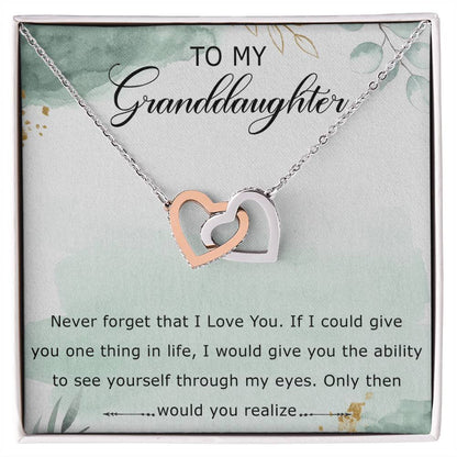 To My Granddaughter Interlocking Hearts Necklace Message Card
