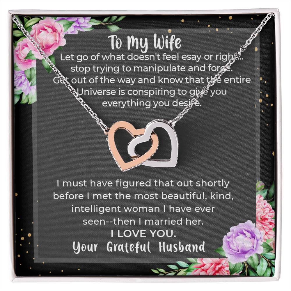 Gift For Wife- Anniversary Gift For Wife Birthday Gift For My Wife Candle Night Dinner Present To My Wife Christmas Gift To My Wife Wife. Interlocking Hearts Necklace