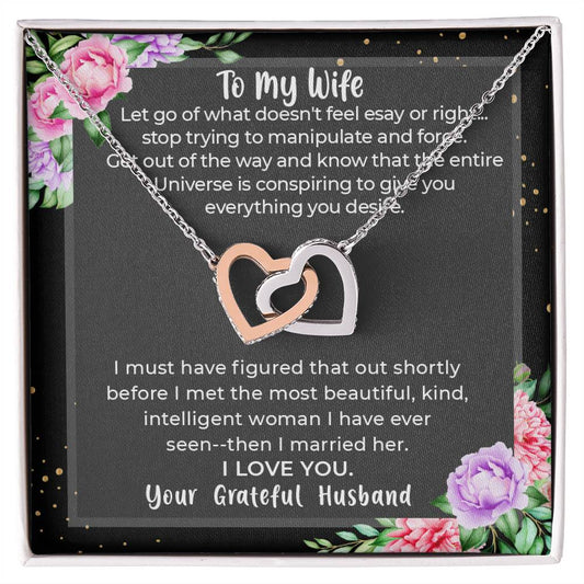 Gift For Wife- Anniversary Gift For Wife Birthday Gift For My Wife Candle Night Dinner Present To My Wife Christmas Gift To My Wife Wife. Interlocking Hearts Necklace