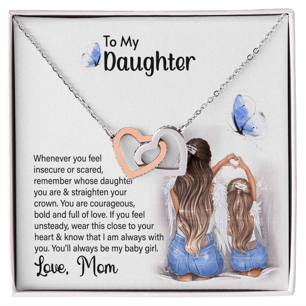 My Daughter Wear This Close To Your Heart. Interlocking Hearts Cubic Zirconia Diamond Pendant Interlocking Hearts Necklace