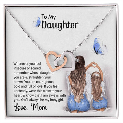 My Daughter Wear This Close To Your Heart. Interlocking Hearts Cubic Zirconia Diamond Pendant Interlocking Hearts Necklace