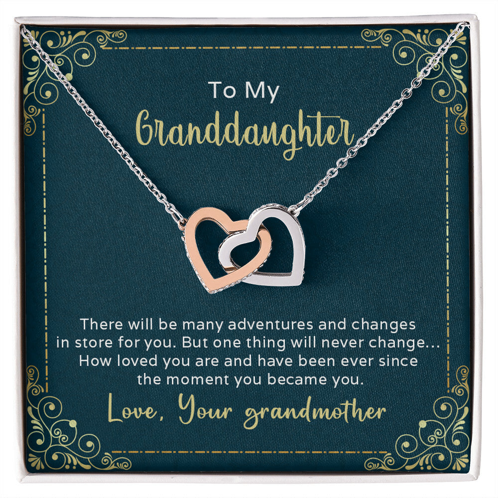 The Many Adventures In Store For You - To My Granddaughter Interlocking Hearts Necklace