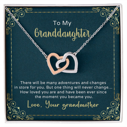 The Many Adventures In Store For You - To My Granddaughter Interlocking Hearts Necklace