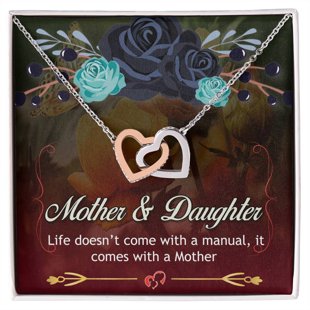 Mother'S Day Necklace With Message Card - Life Doesn'T Come With A Manual It Comes With A Mother Interlocking Hearts Necklace