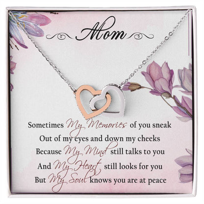 To My Mom Interlocking Hearts Necklace Message Card