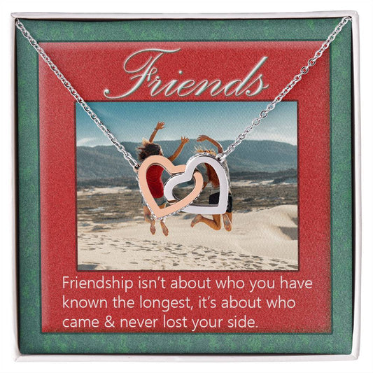 Best Friend Necklace Bff Necklace Best Friend Gift Bff Jewelry Friends Forever Present Quotes Interlocking Heart Necklace Interlocking Hearts Necklace