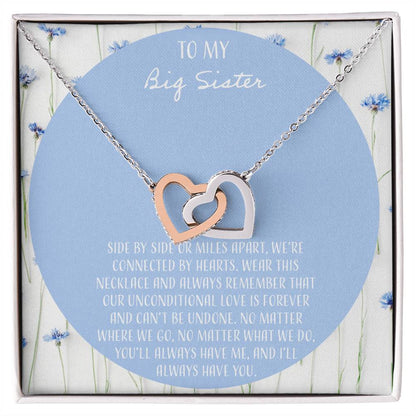 To My Big Sister Interlocking Hearts Necklace
