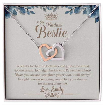 To My Badass Bestie Necklace Friendship Jewelry Gift Gift For Bestfriend Birthday Anniversary Gift Interlocking Hearts Necklace