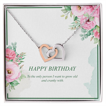 Happy Birthday Wife-Interlocking Heart Necklace Interlocking Hearts Necklace