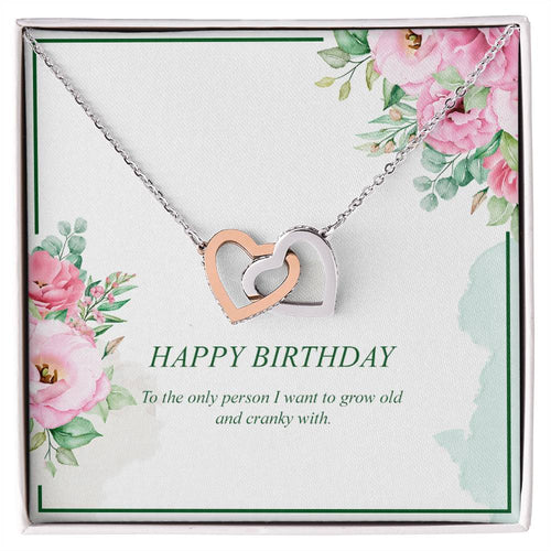 Happy Birthday Wife-Interlocking Heart Necklace Interlocking Hearts Necklace