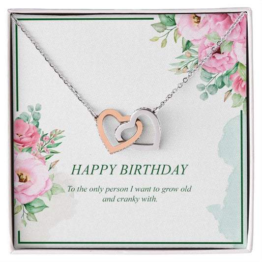 Happy Birthday Wife-Interlocking Heart Necklace Interlocking Hearts Necklace