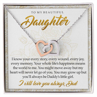 To My Daughter You'Ll Always Be Daddy'S Little Girl Interlocking Hearts Necklace