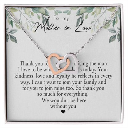 To My Mother In Law Thank You For Raising The Man I Love Heart Necklace Interlocking Hearts Necklace