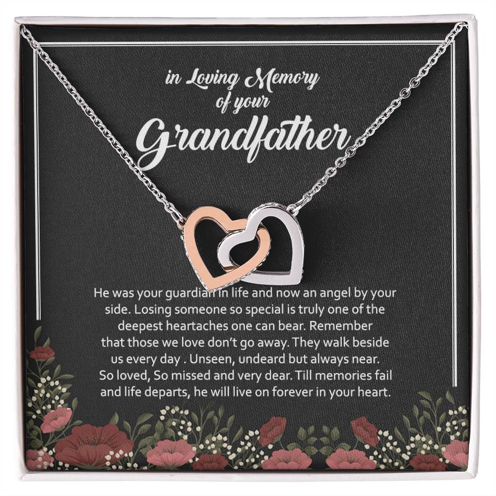In Loving Memory Of Your Grandfather Interlocking Hearts Necklace