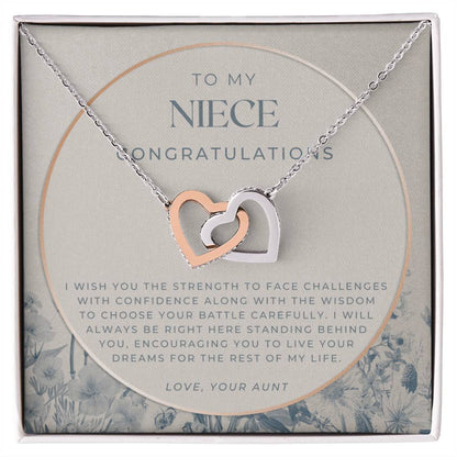 To My Niece Live Your Dreams Necklace Gift For Niece From Aunt Niece Birthday Graduation Christmas Present Interlocking Hearts Necklace