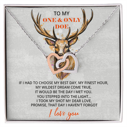 To My Trophy Doe Necklace For Wife Hunting Gift Wife From Husband Gift From Hunter Anniversary Gift For Her Birthday Gift Hunter Wife Interlocking Hearts Necklace