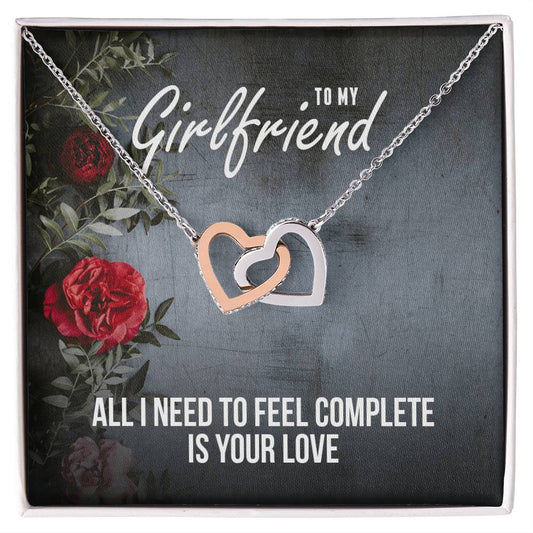 Interlocking Hearts - Romantic Necklace - Roses Gift Card Interlocking Hearts Necklace
