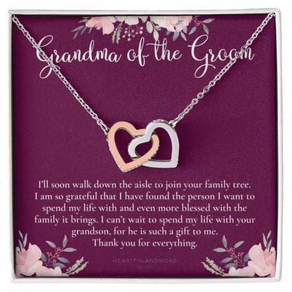 Grandmother Of The Groom Gift Necklace Grandma Wedding Gift Nana Bridal Shower Rehearsal Dinner Thank You Gift Interlocking Hearts Necklace