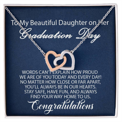 To My Daughter - Graduation Proud Interlocking Hearts Necklace